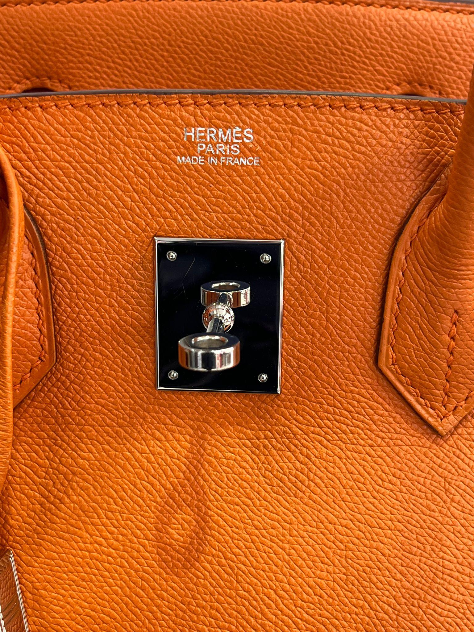 Hermes Birkin Retourne 30cm Orange Swift Calf Leather Handbag For Sale 14