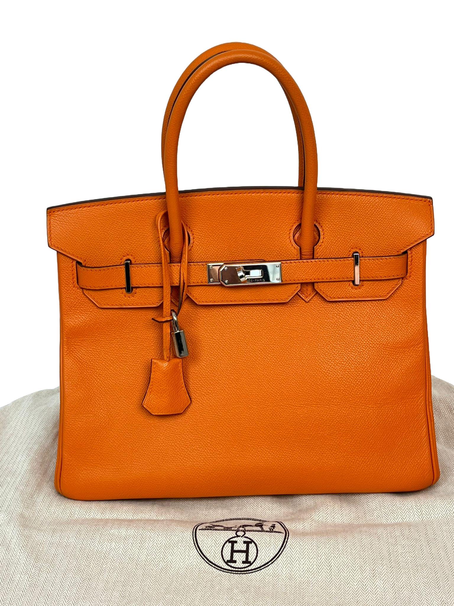 Women's Hermes Birkin Retourne 30cm Orange Swift Calf Leather Handbag For Sale