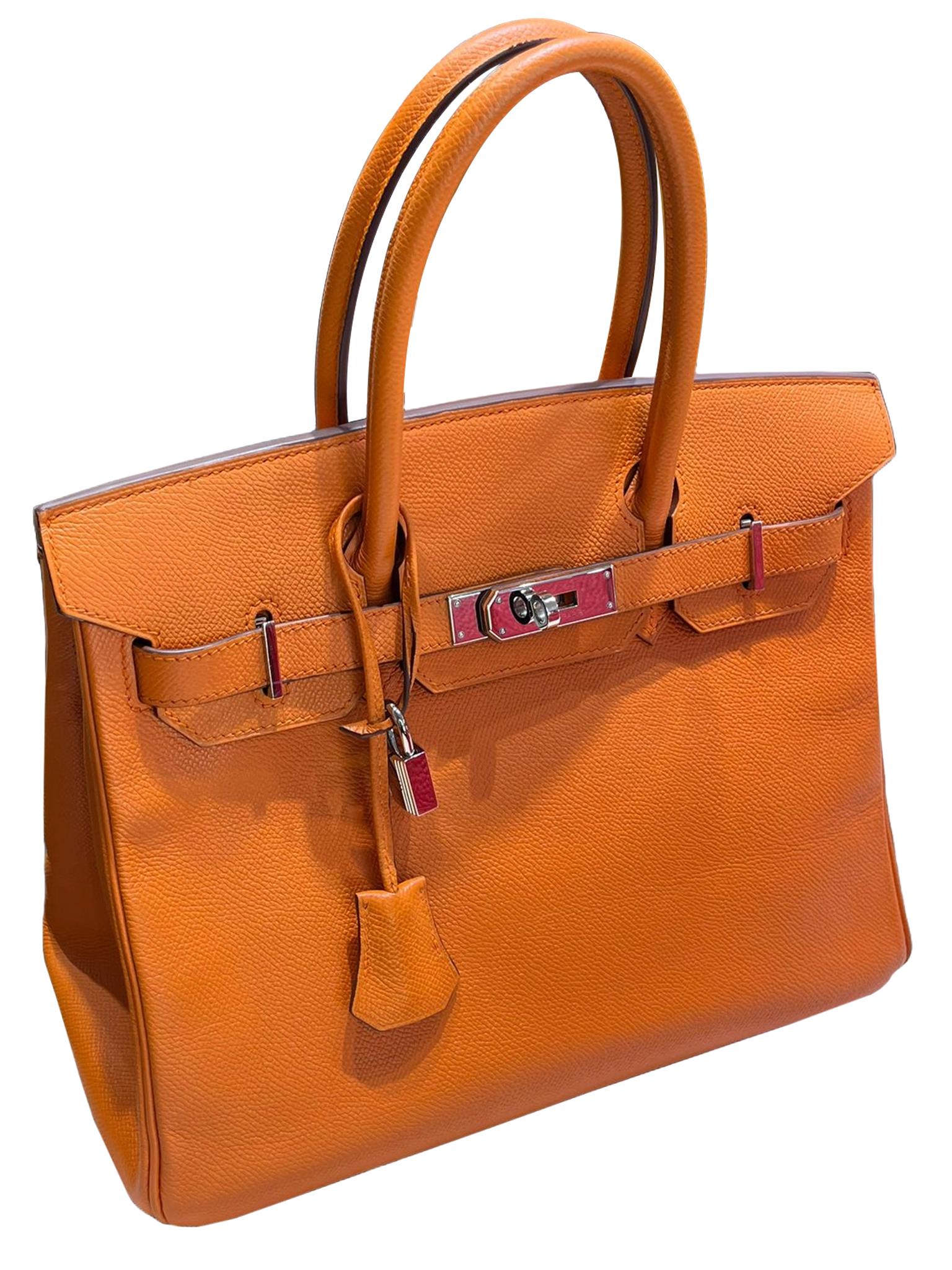 Hermes Birkin Retourne 30cm Orange Swift Calf Leather Handbag For Sale 3