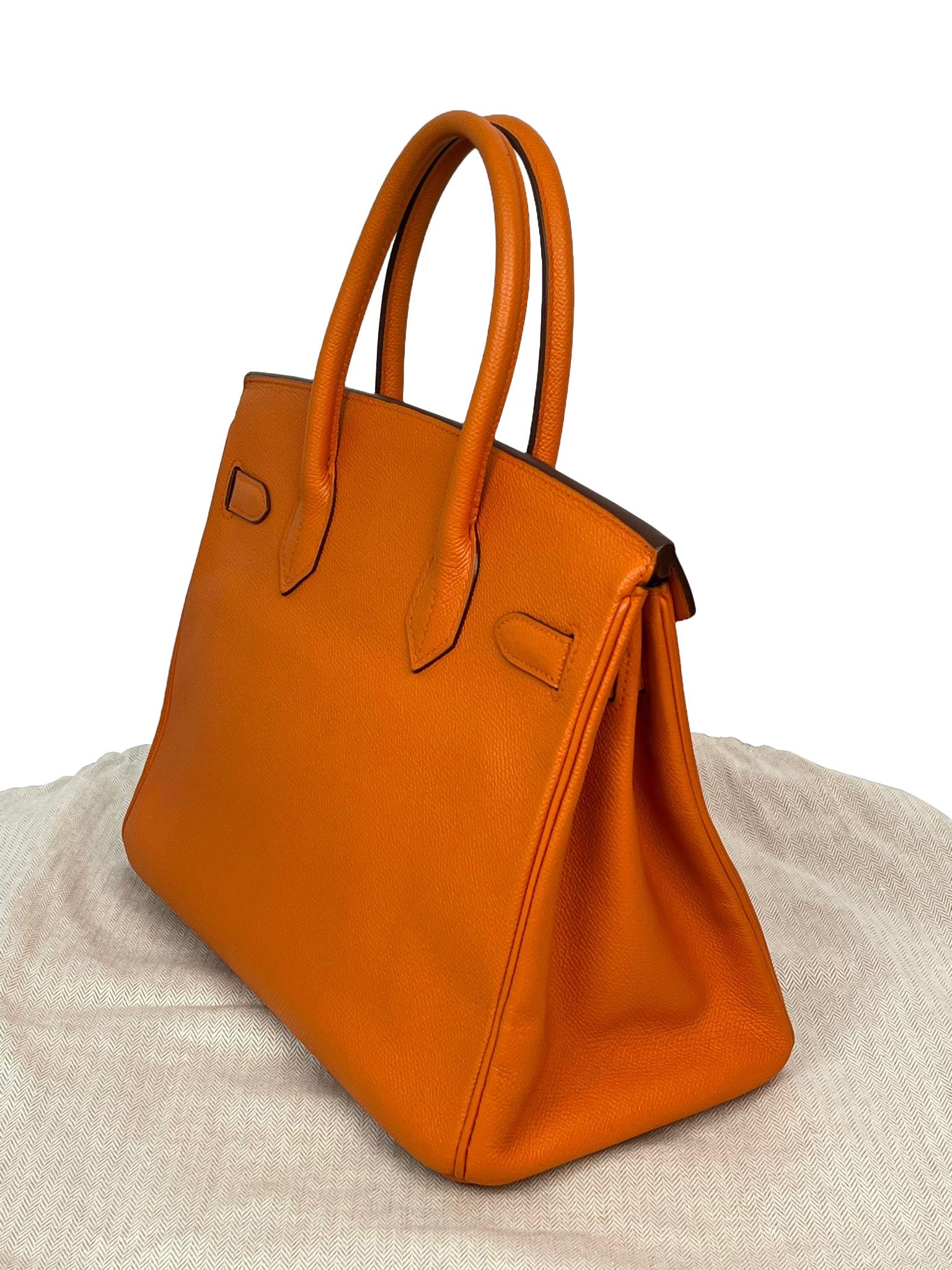 Hermes Birkin Retourne 30cm Orange Swift Calf Leather Handbag For Sale 4