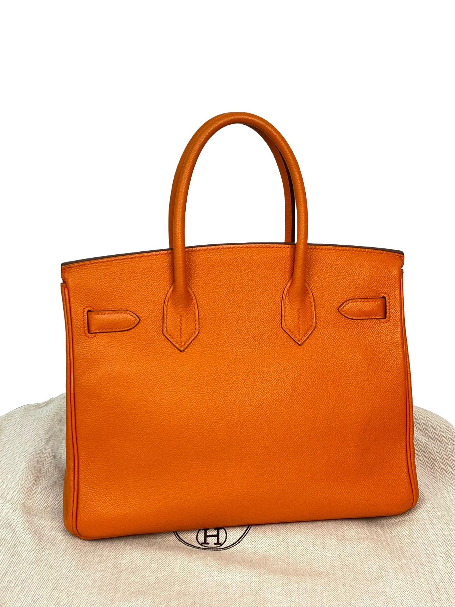 Hermes Birkin Retourne 30cm Orange Swift Calf Leather Handbag For Sale 5