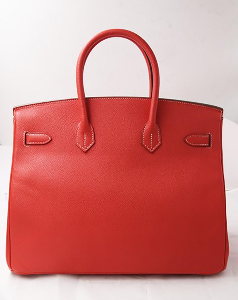 Red Hermès Birkin Rose jaipur Epsom 35 Leather Tote For Sale