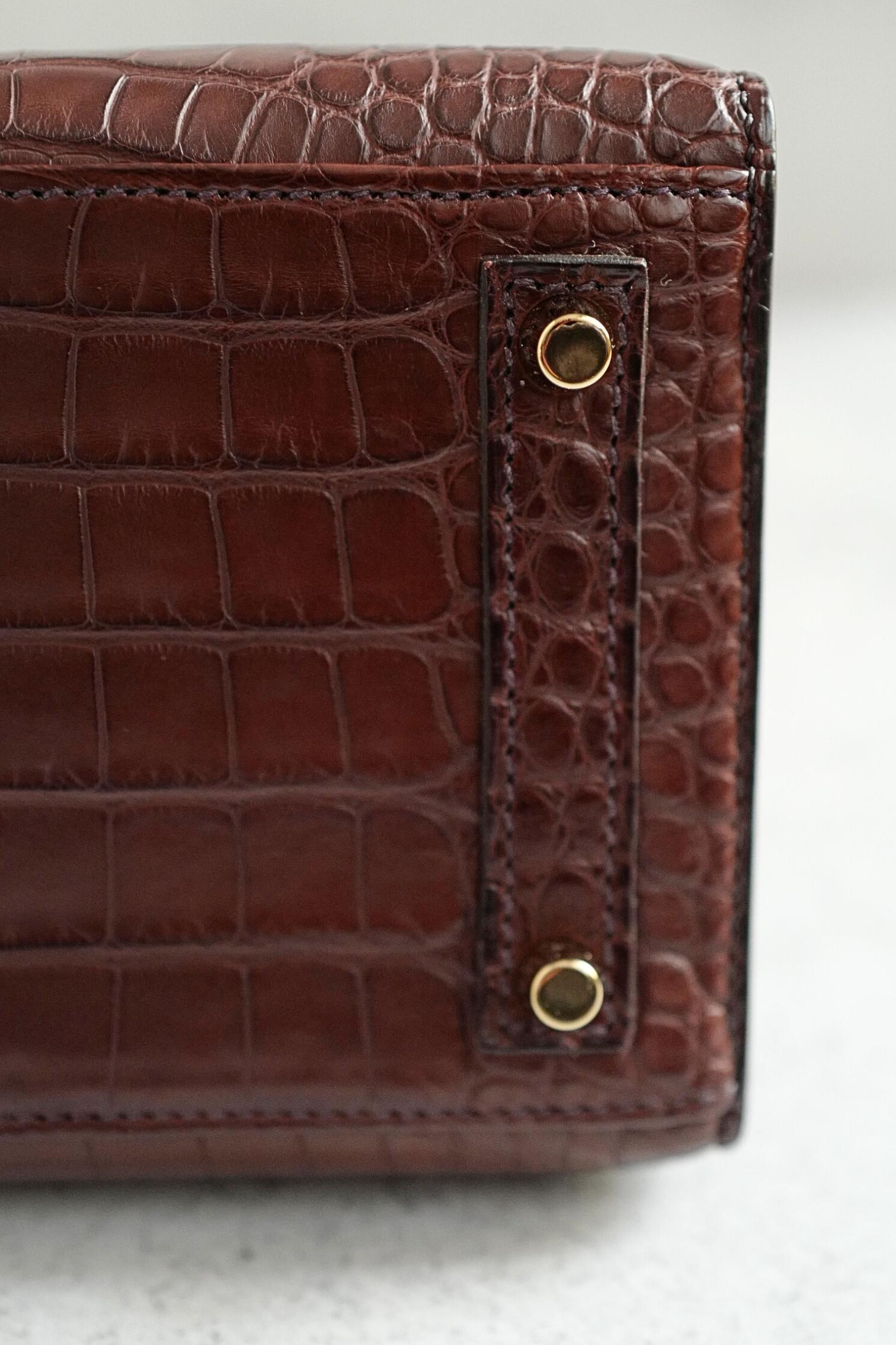 HERMÈS Birkin Sellier 20 Havane Matte Alligator with Gold Hardware in vendita 11