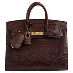 HERMÈS Birkin Sellier 20 Havane Matte Alligator with Gold Hardware