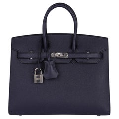 Hermes Birkin Sellier 25 Sac Bleu Indigo Palladium Hardware Epsom Leather