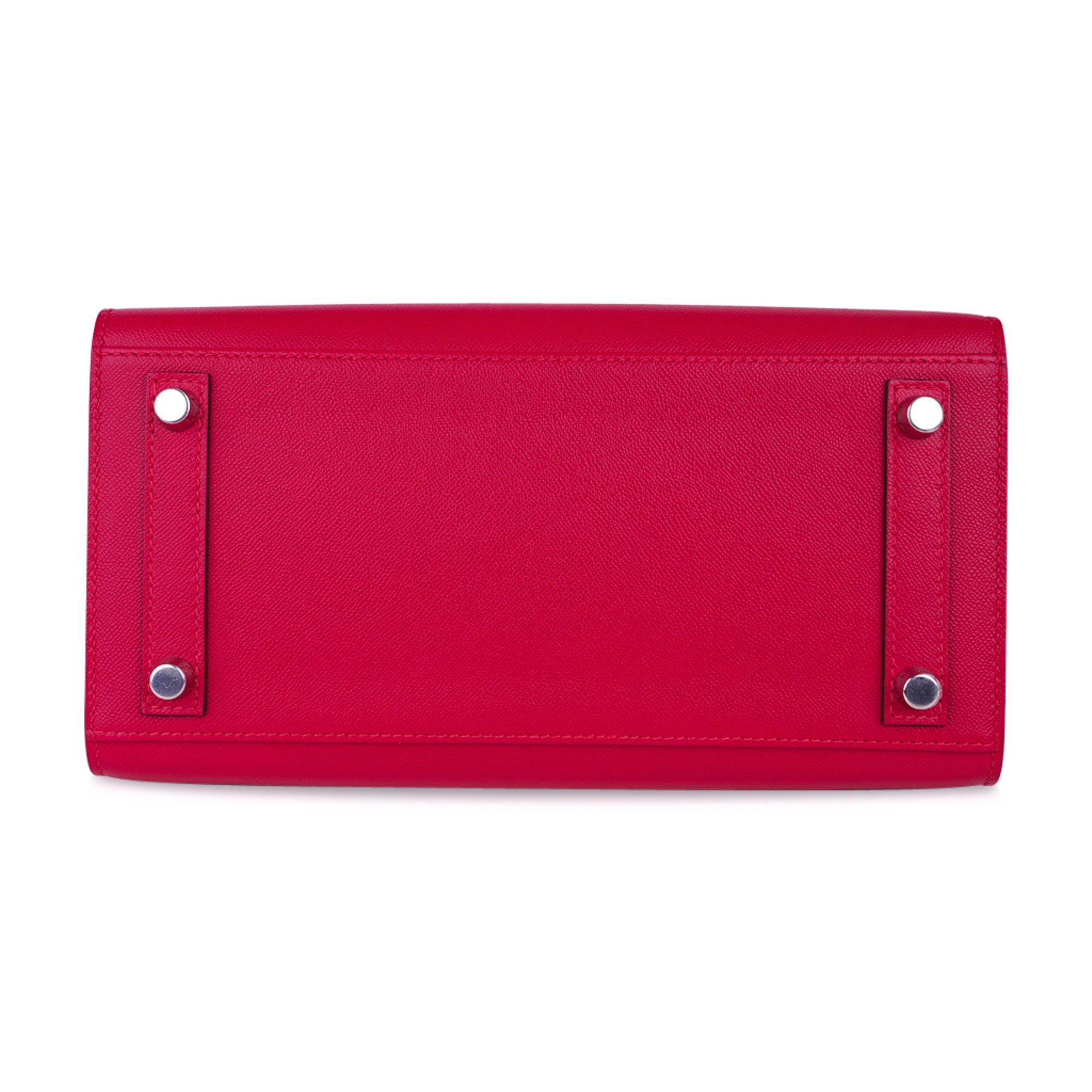 Hermes Birkin Sellier 25 Bolso Framboise Veau Madame Piel Herrajes Paladio en venta 5