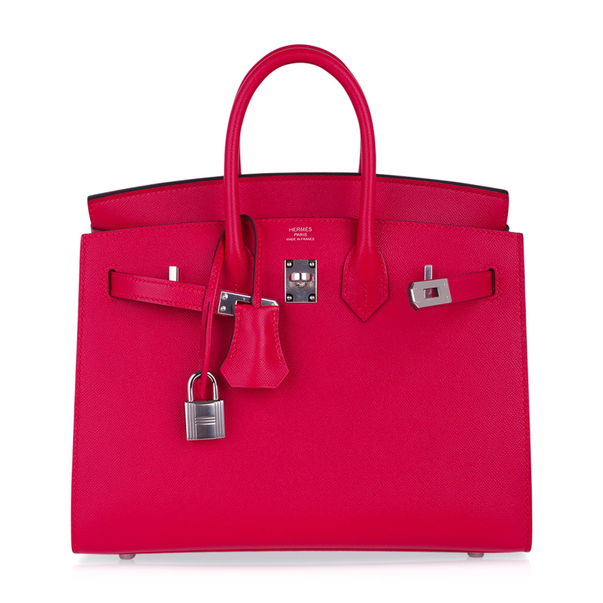 Hermes Birkin Sellier 25 Bolso Framboise Veau Madame Piel Herrajes Paladio Rojo en venta