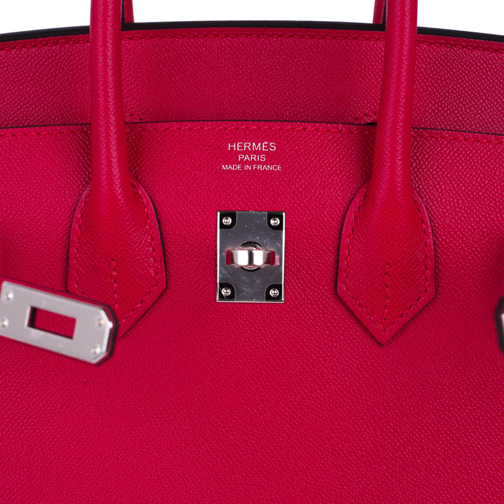 Hermes Birkin Sellier 25 Bolso Framboise Veau Madame Piel Herrajes Paladio en venta 3