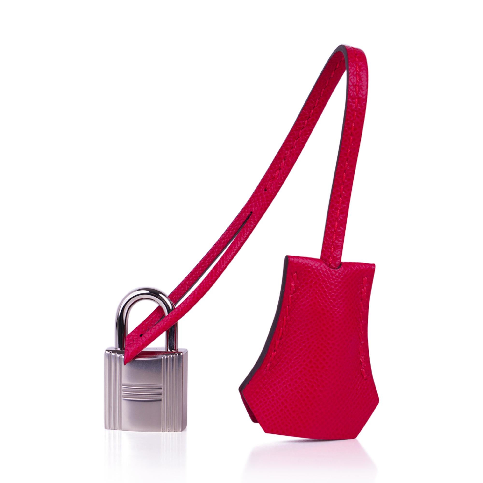 Hermes Birkin Sellier 25 Bolso Framboise Veau Madame Piel Herrajes Paladio en venta 4