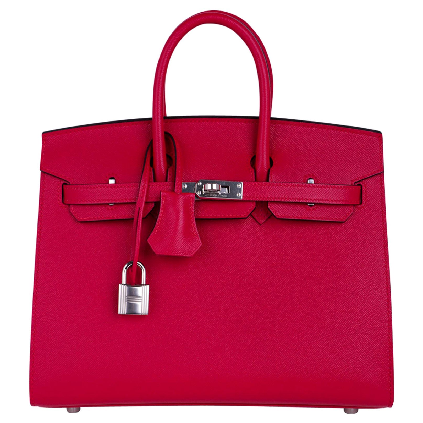 Hermes Birkin Sellier 25 Bag Framboise Veau Madame Leather Palladium Hardware en venta
