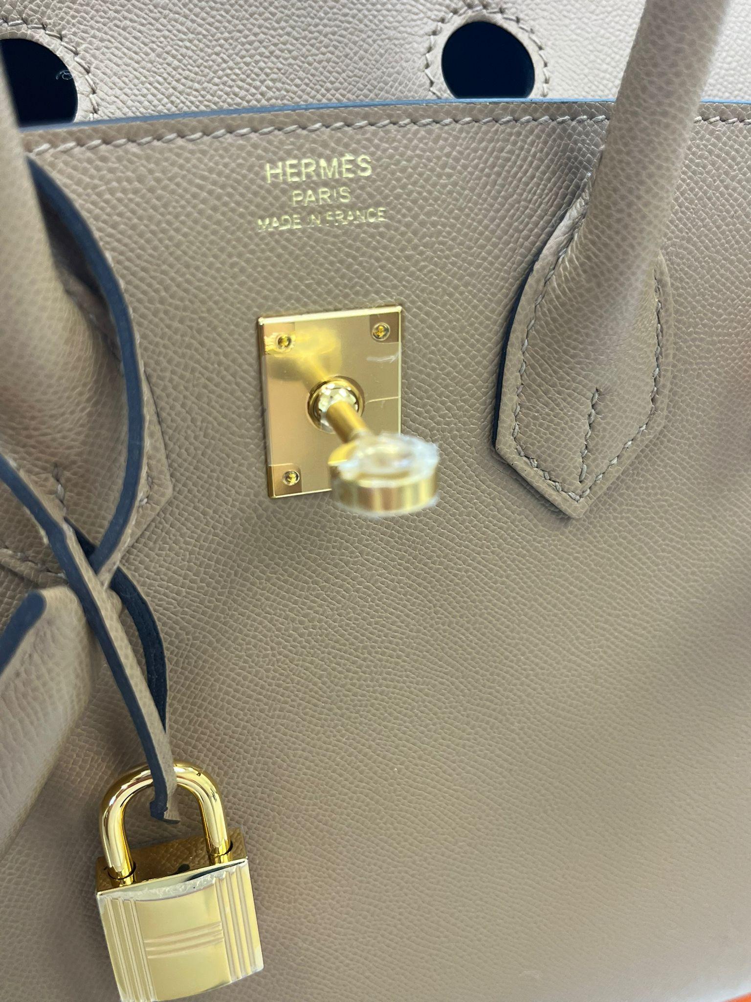 Hermes Birkin Sellier 25 Chai Madame Bolso de piel con dos correas y herrajes dorados en venta 6
