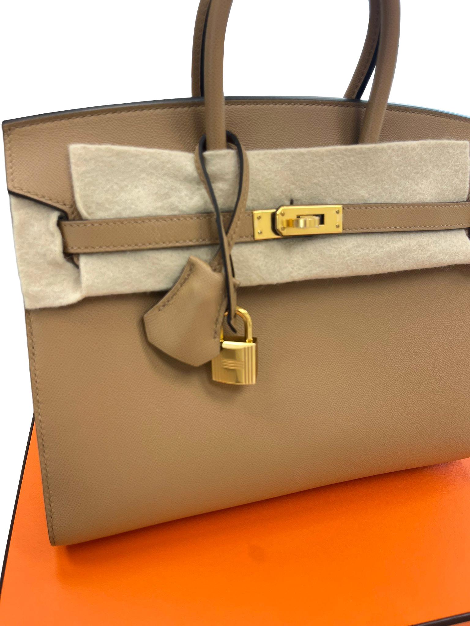 Hermes Birkin Sellier 25 Chai Madame Bolso de piel con dos correas y herrajes dorados en venta 2