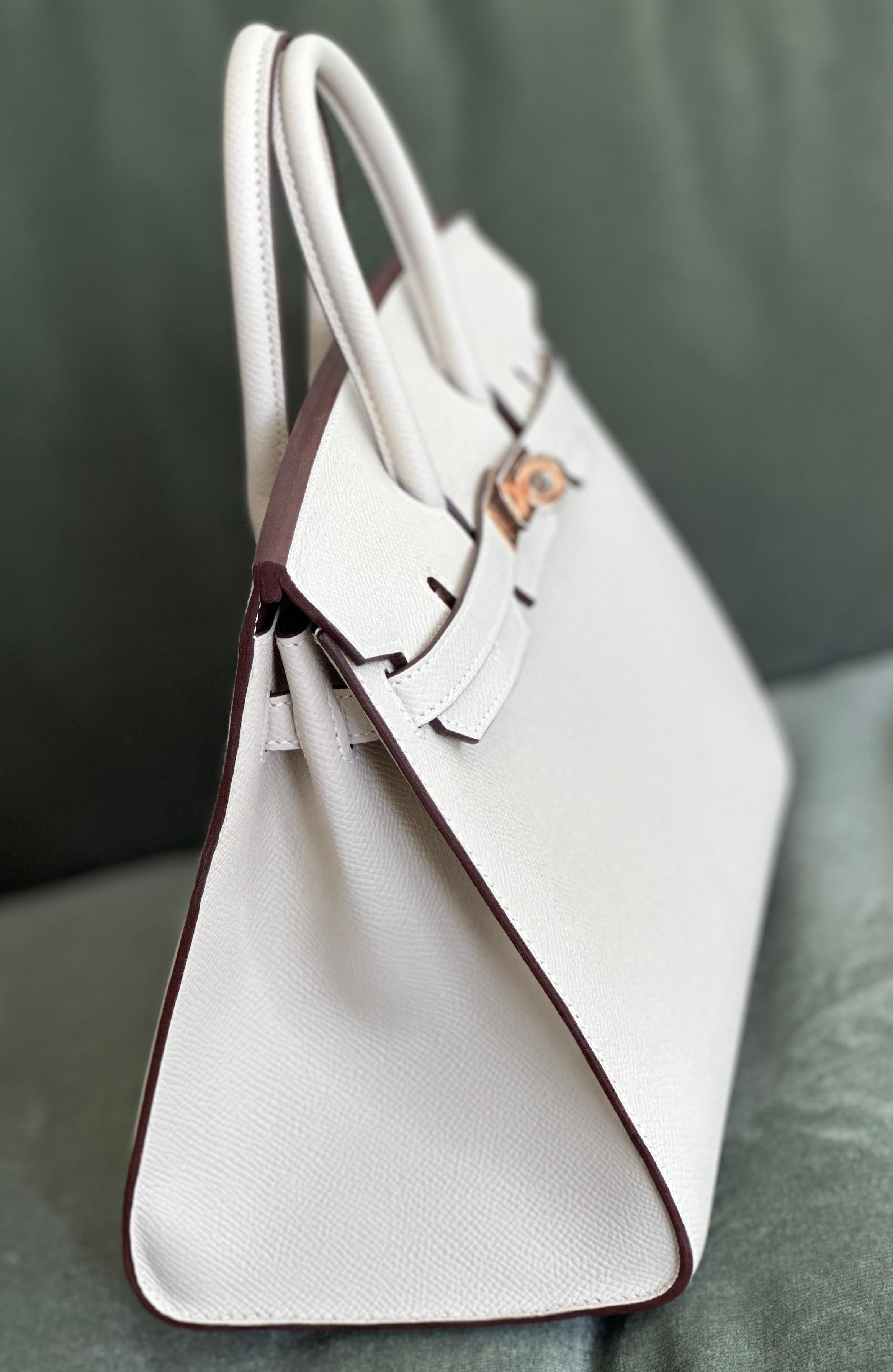Hermes Birkin Sellier 25 Craie Espom Cacao Interior Rose Gold Hardware Bag 1