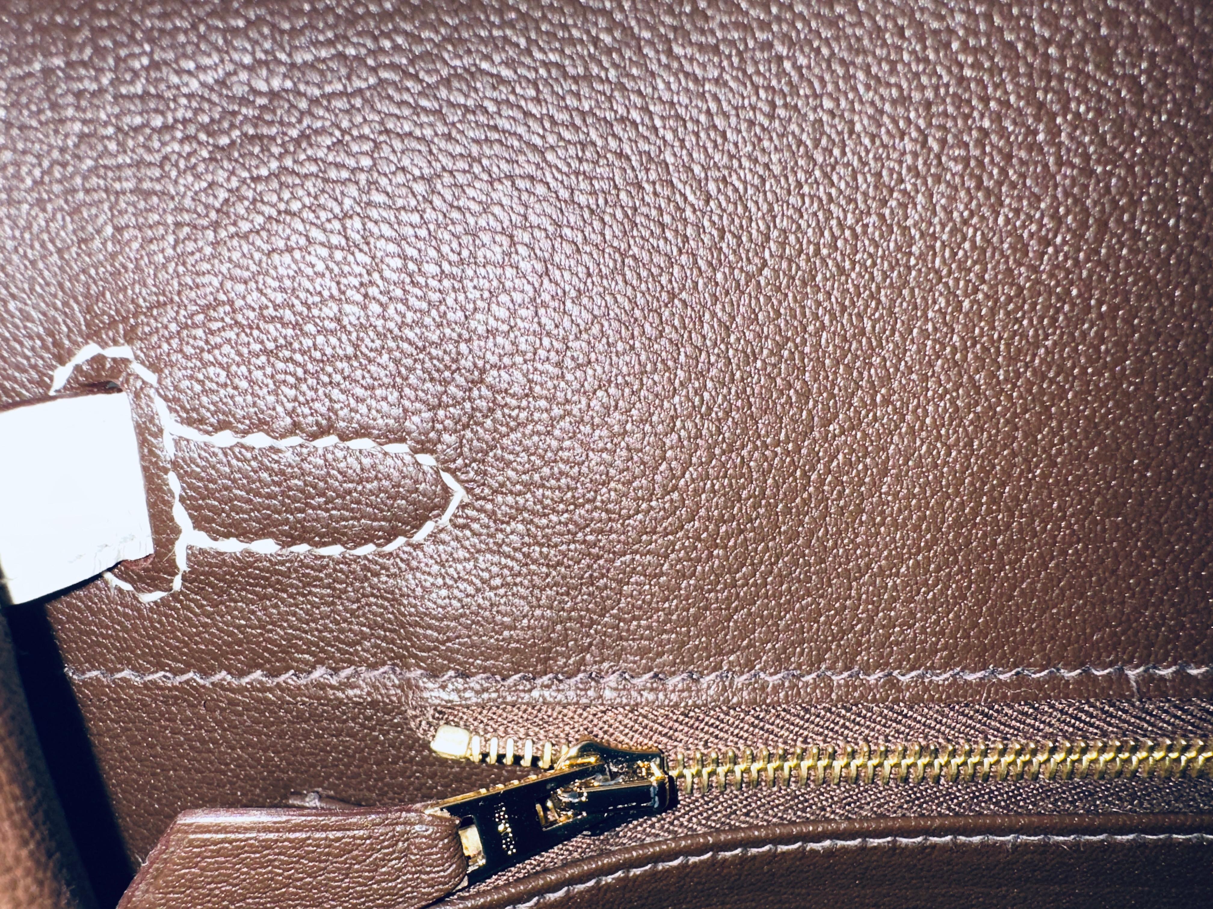 Hermes Birkin Sellier 25 Craie Espom Cacao Interior Rose Gold Hardware Bag 4