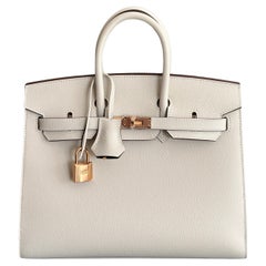 Hermes Birkin Sellier 25 Craie Espom Cacao Interior Rose Gold Hardware Bag