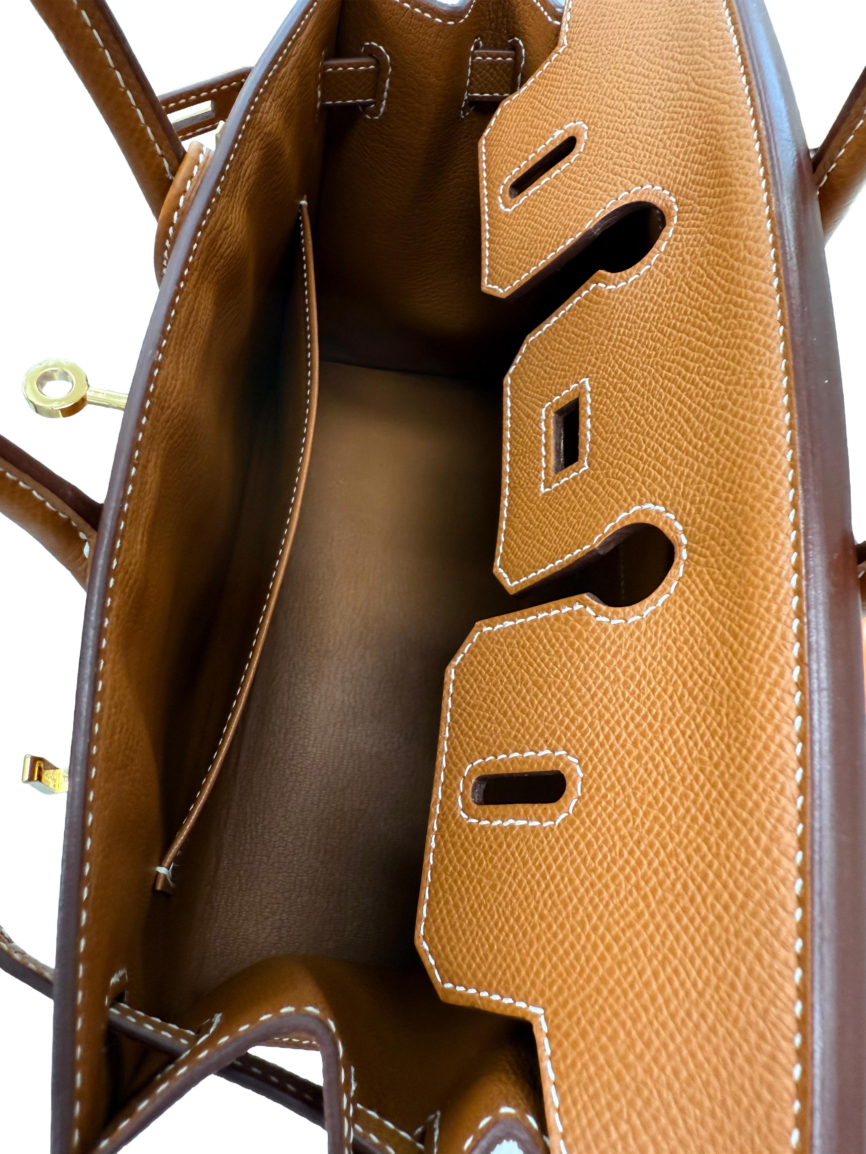 Hermes Birkin Sellier 25 in pelle Epsom oro con manici arrotolati e hardware dorato in vendita 5