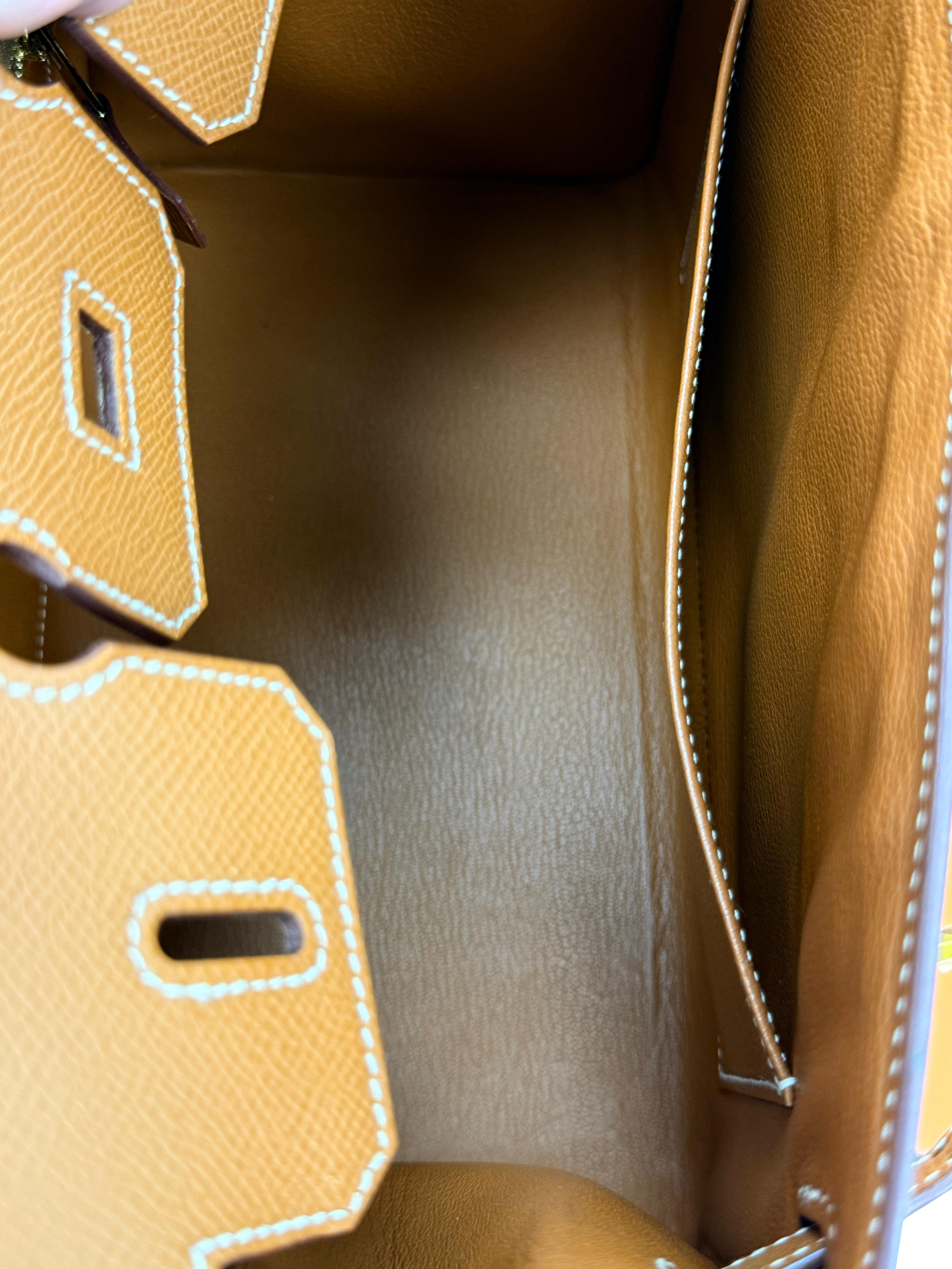 Hermes Birkin Sellier 25 in pelle Epsom oro con manici arrotolati e hardware dorato in vendita 6