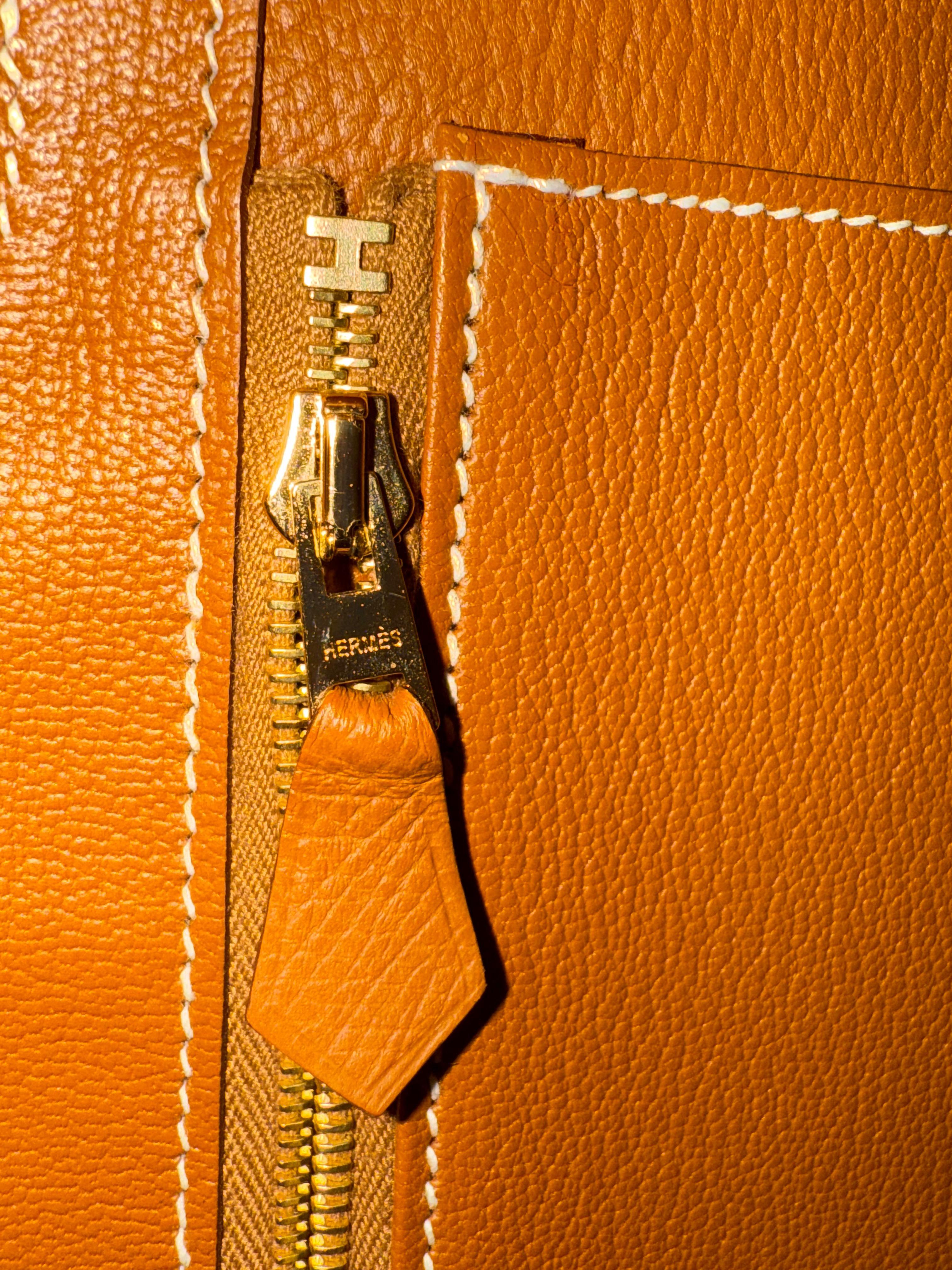 Hermes Birkin Sellier 25 in pelle Epsom oro con manici arrotolati e hardware dorato in vendita 8