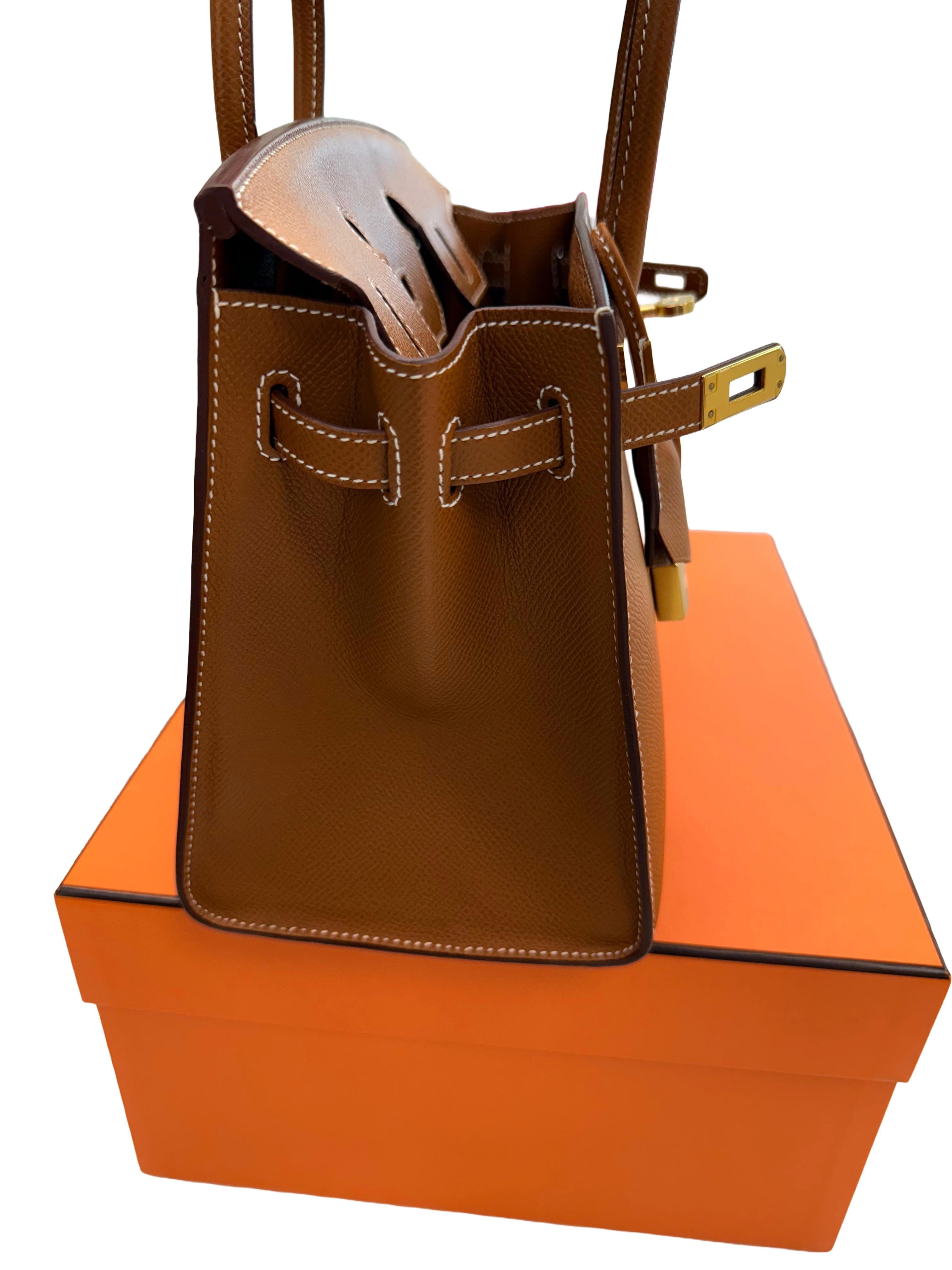 Hermes Birkin Sellier 25 in pelle Epsom oro con manici arrotolati e hardware dorato in vendita 10