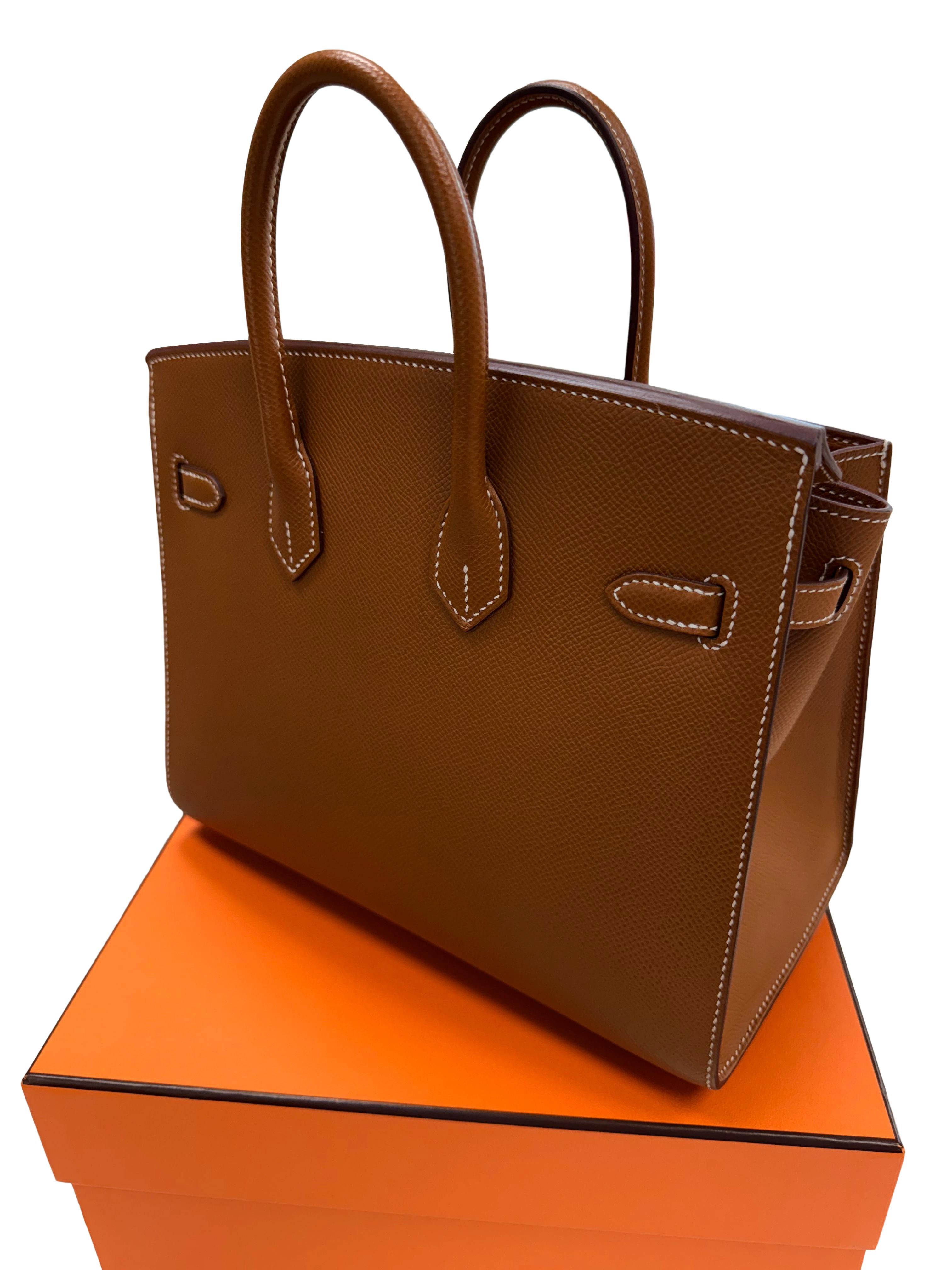 Hermes Birkin Sellier 25 in pelle Epsom oro con manici arrotolati e hardware dorato in vendita 11