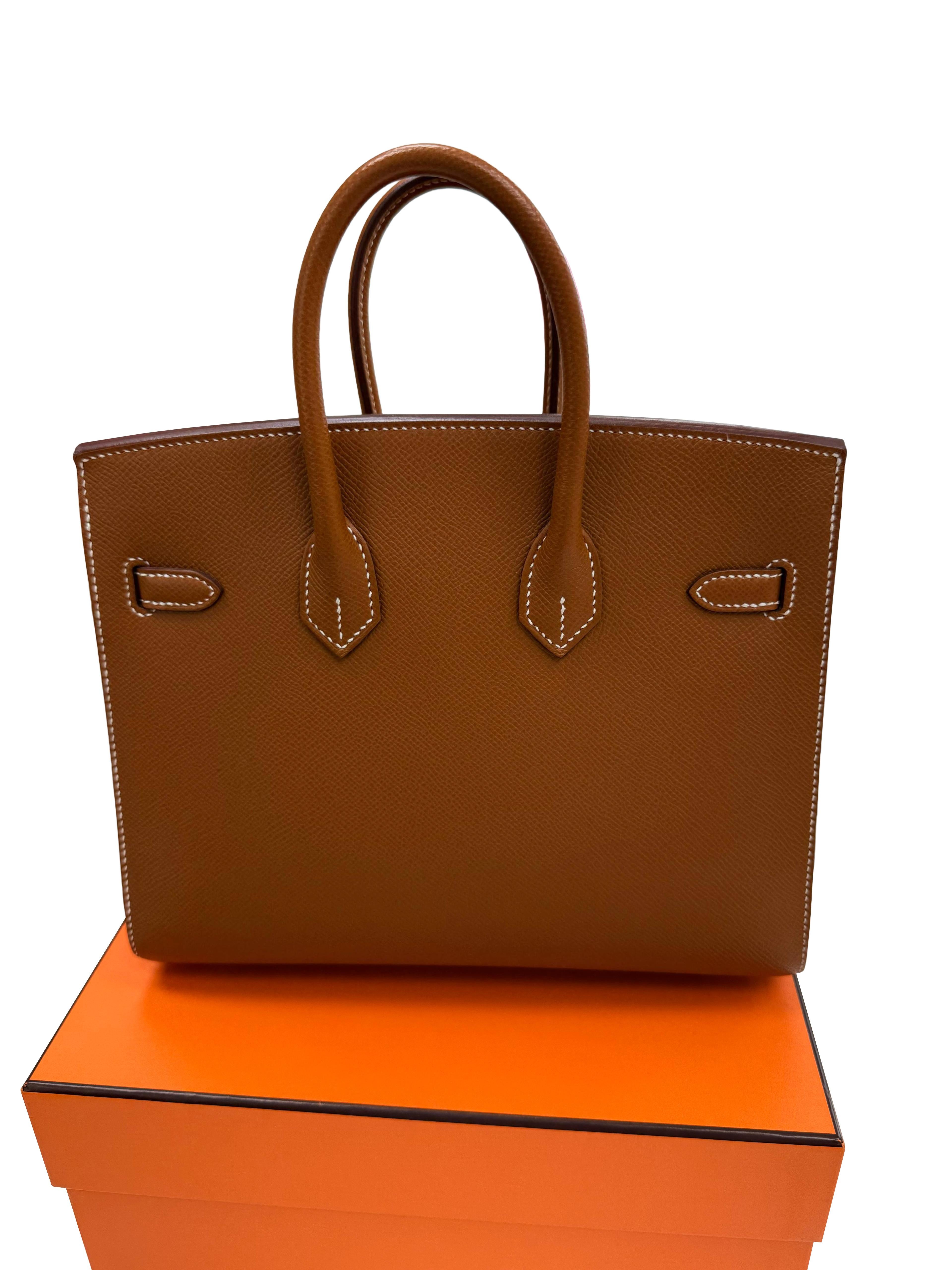 Hermes Birkin Sellier 25 in pelle Epsom oro con manici arrotolati e hardware dorato in vendita 12
