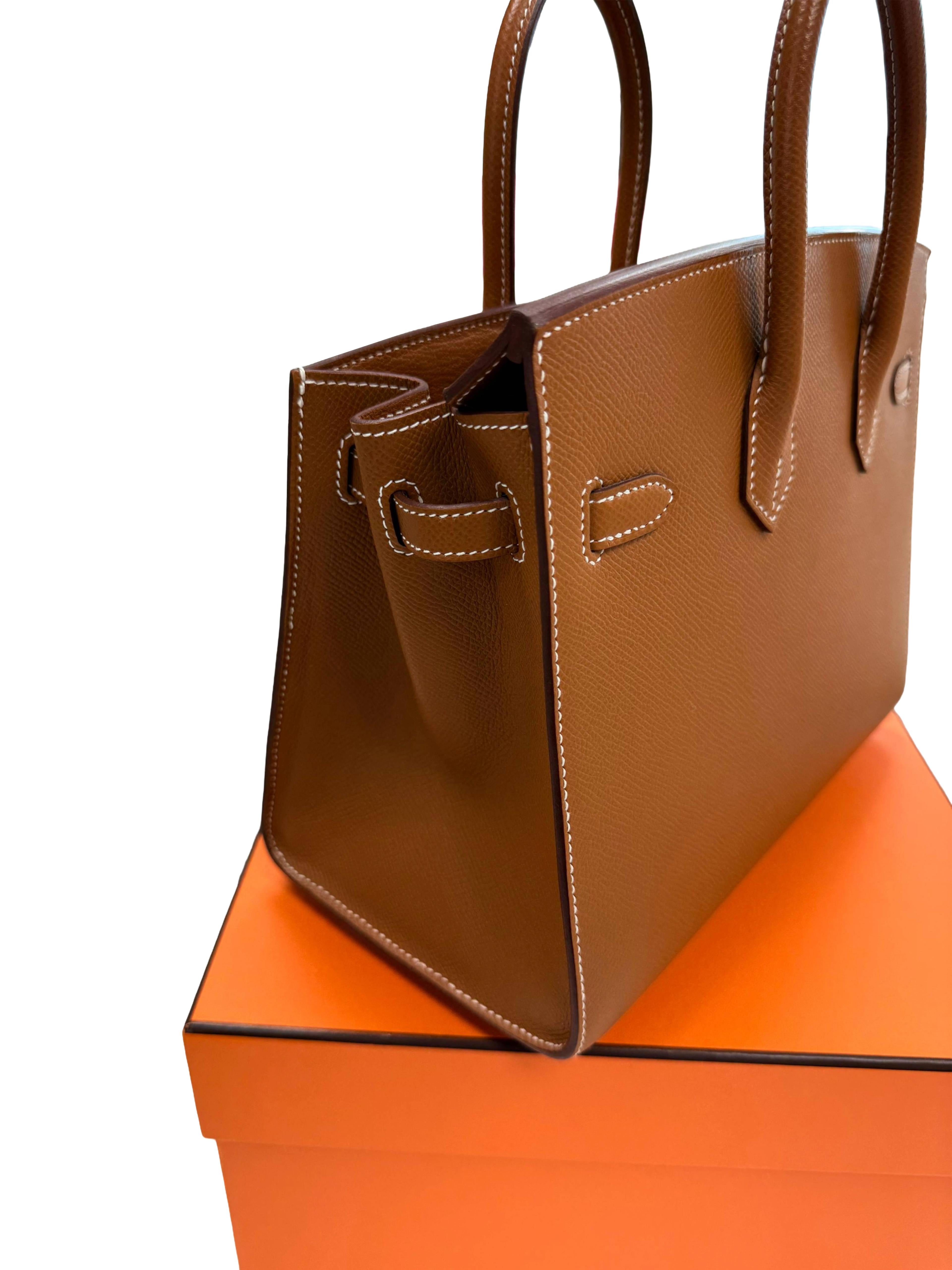 Hermes Birkin Sellier 25 in pelle Epsom oro con manici arrotolati e hardware dorato in vendita 13