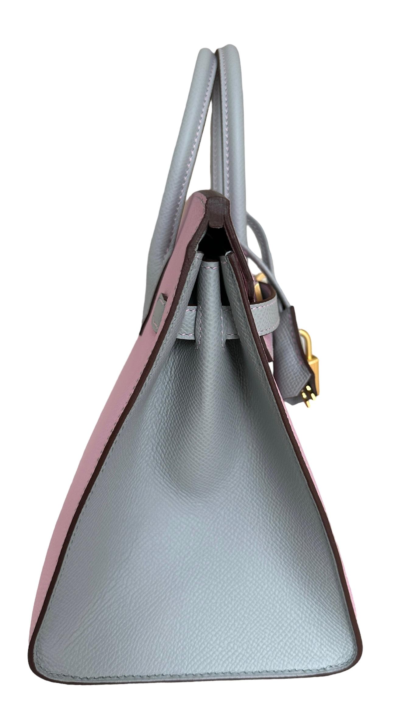 Purple Hermes Birkin Sellier 25 Mauve Sylvestre Blue Glacier Gold Horseshoe Stamp