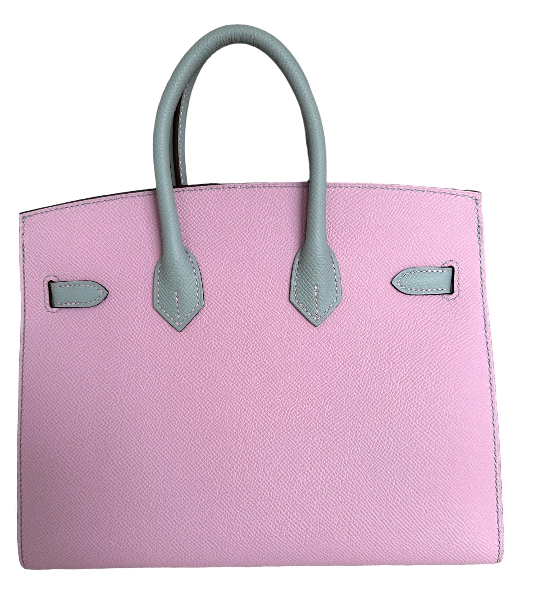 Women's or Men's Hermes Birkin Sellier 25 Mauve Sylvestre Blue Glacier Gold Horseshoe Stamp