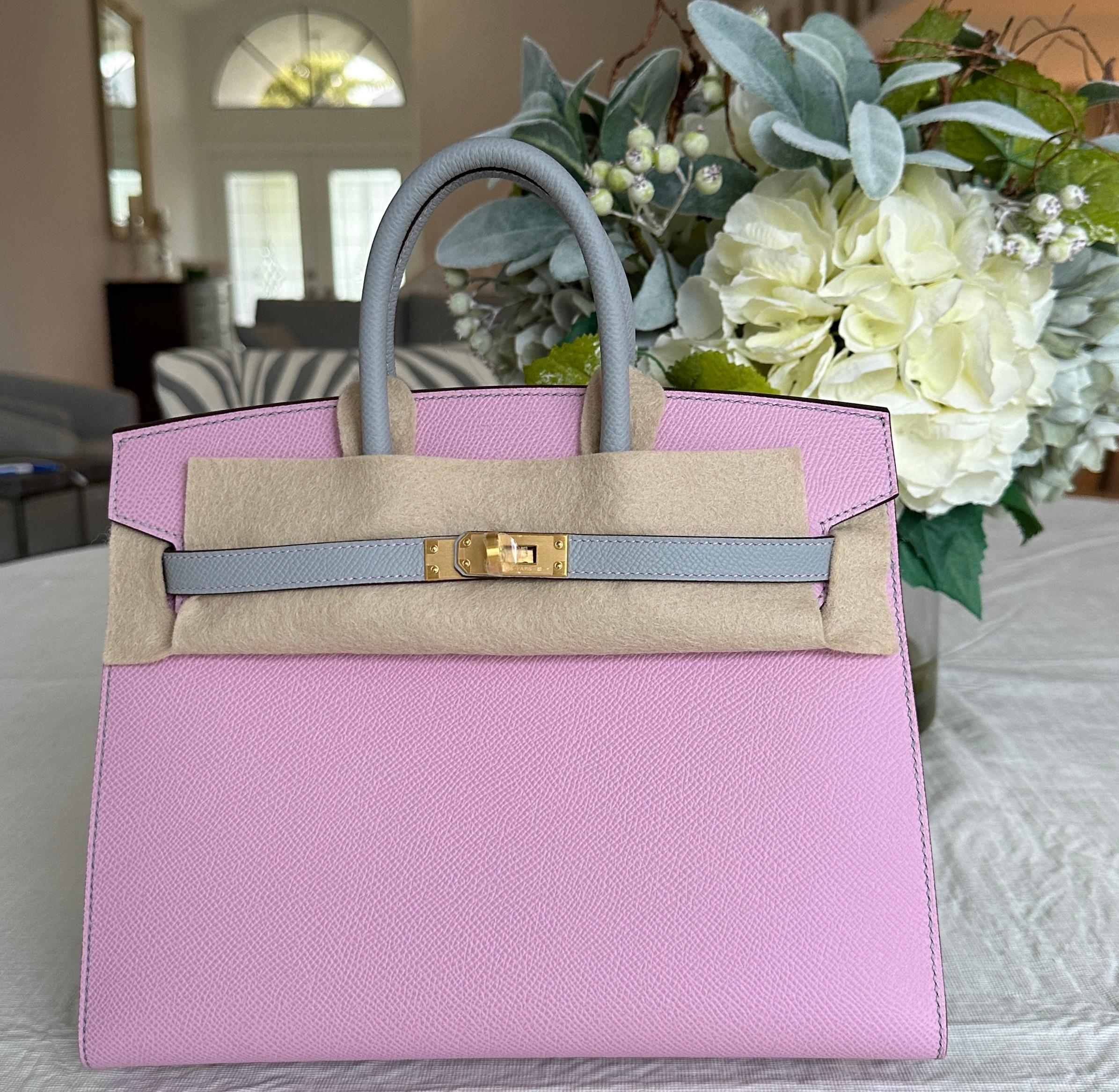 Hermes Birkin Sellier 25 Mauve Sylvestre Blue Glacier Gold Horseshoe Stamp 4