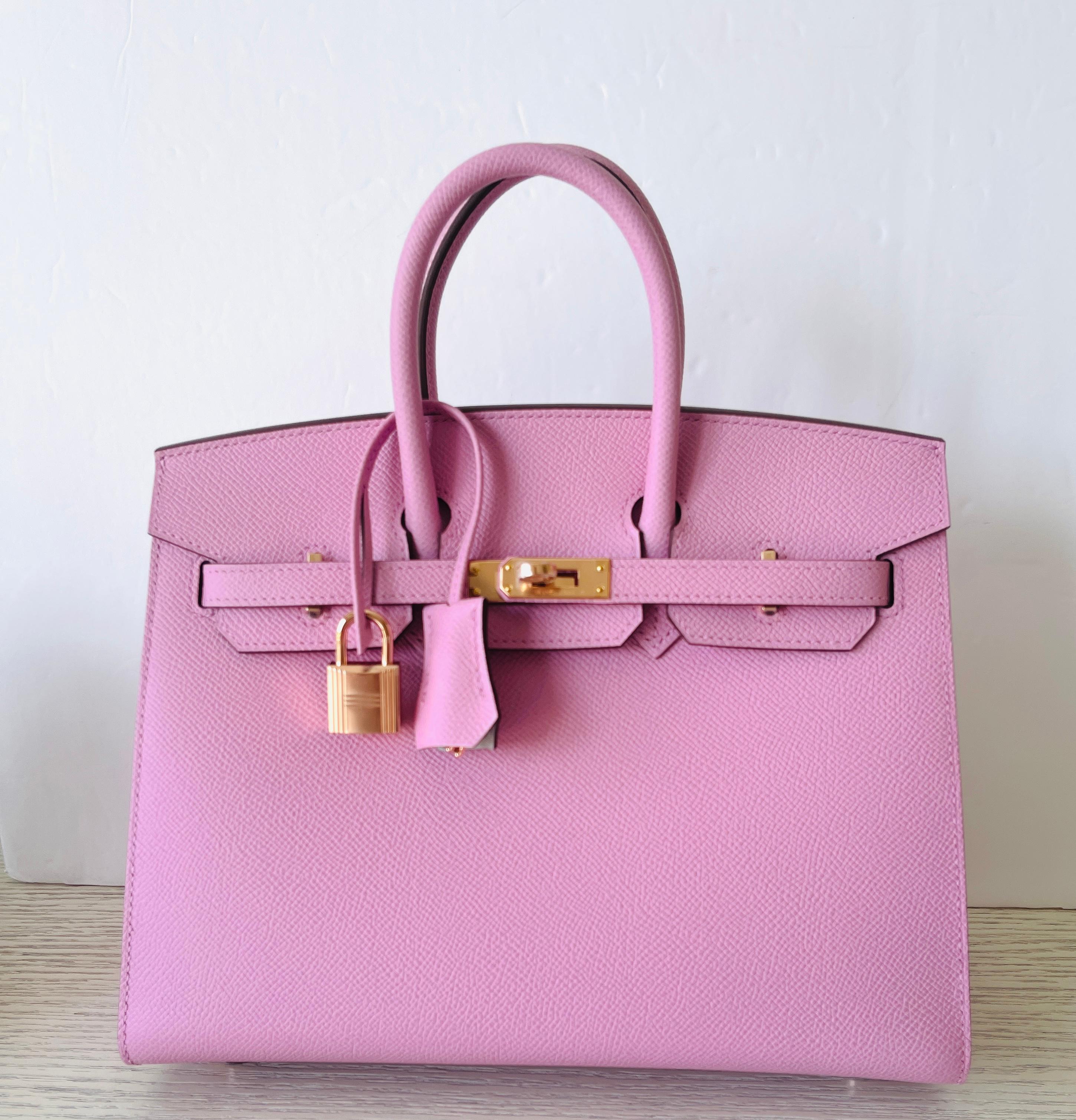 Hermes Birkin Sellier 25 Mauve Sylvestre Gris Perle Rose Gold Horseshoe Stamp In New Condition In West Chester, PA