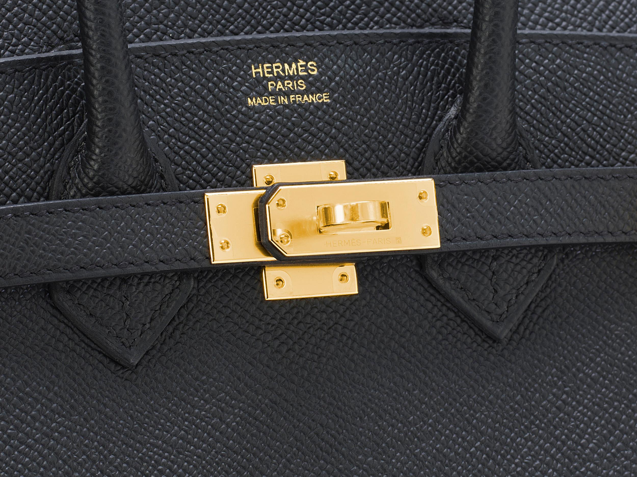 Hermès Birkin Sellier 25 Noir Epsom Gold Hardware Unisexe en vente