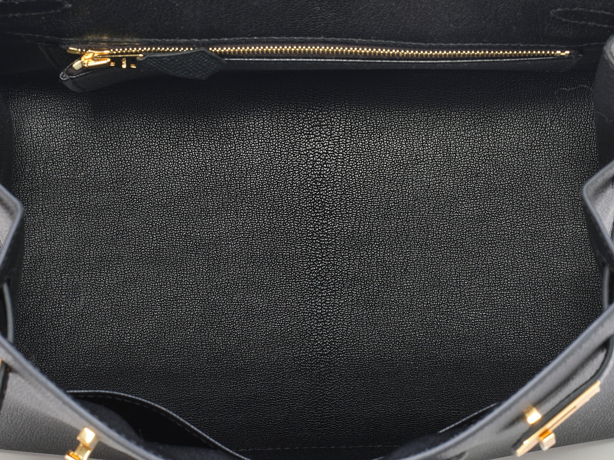 Hermès Birkin Sellier 25 Noir Epsom Gold Hardware en vente 3