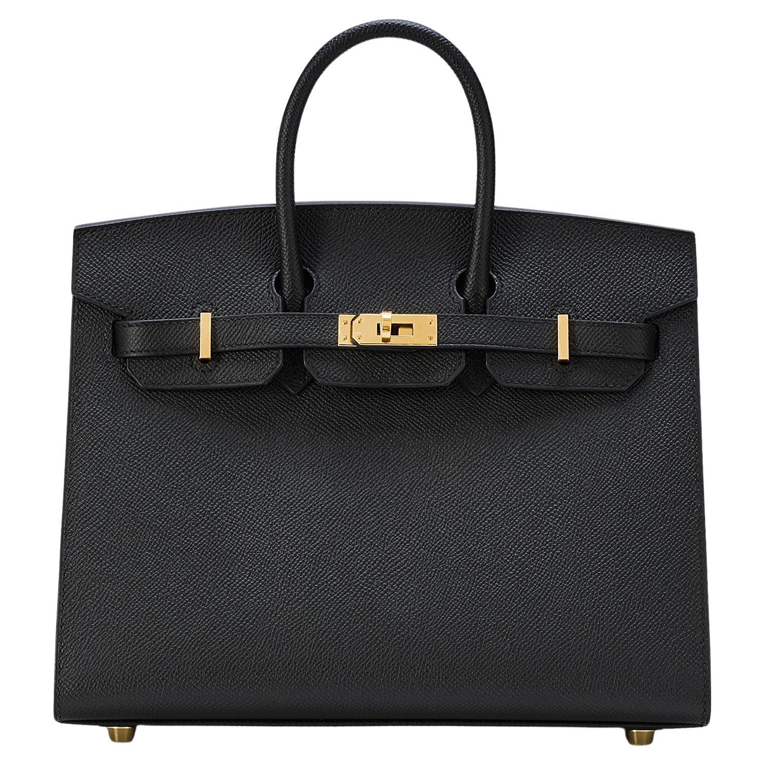 Hermès Birkin Sellier 25 Noir Epsom Gold Hardware