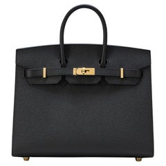 Hermès Birkin Sellier 25 Noir Epsom Gold Hardware