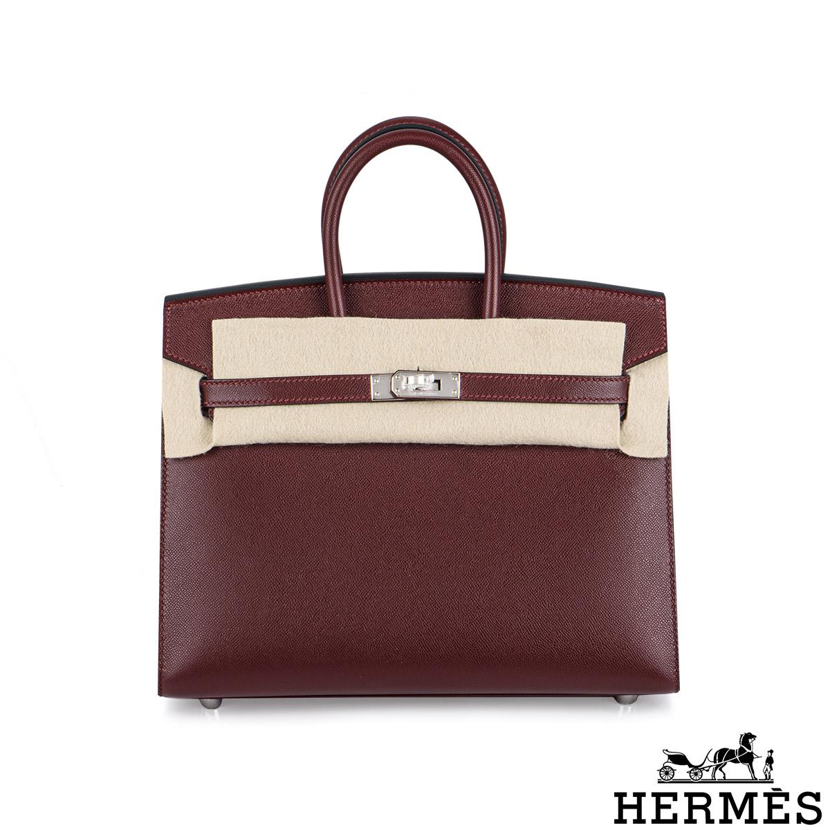 A gorgeous Hermès Birkin Sellier 25cm Rouge H bag. The exterior of this Birkin is in Rouge H Veau leather with tonal stitching. It features palladium hardware with two straps and front toggle closure. The interior is lined with Rouge H Veau leather