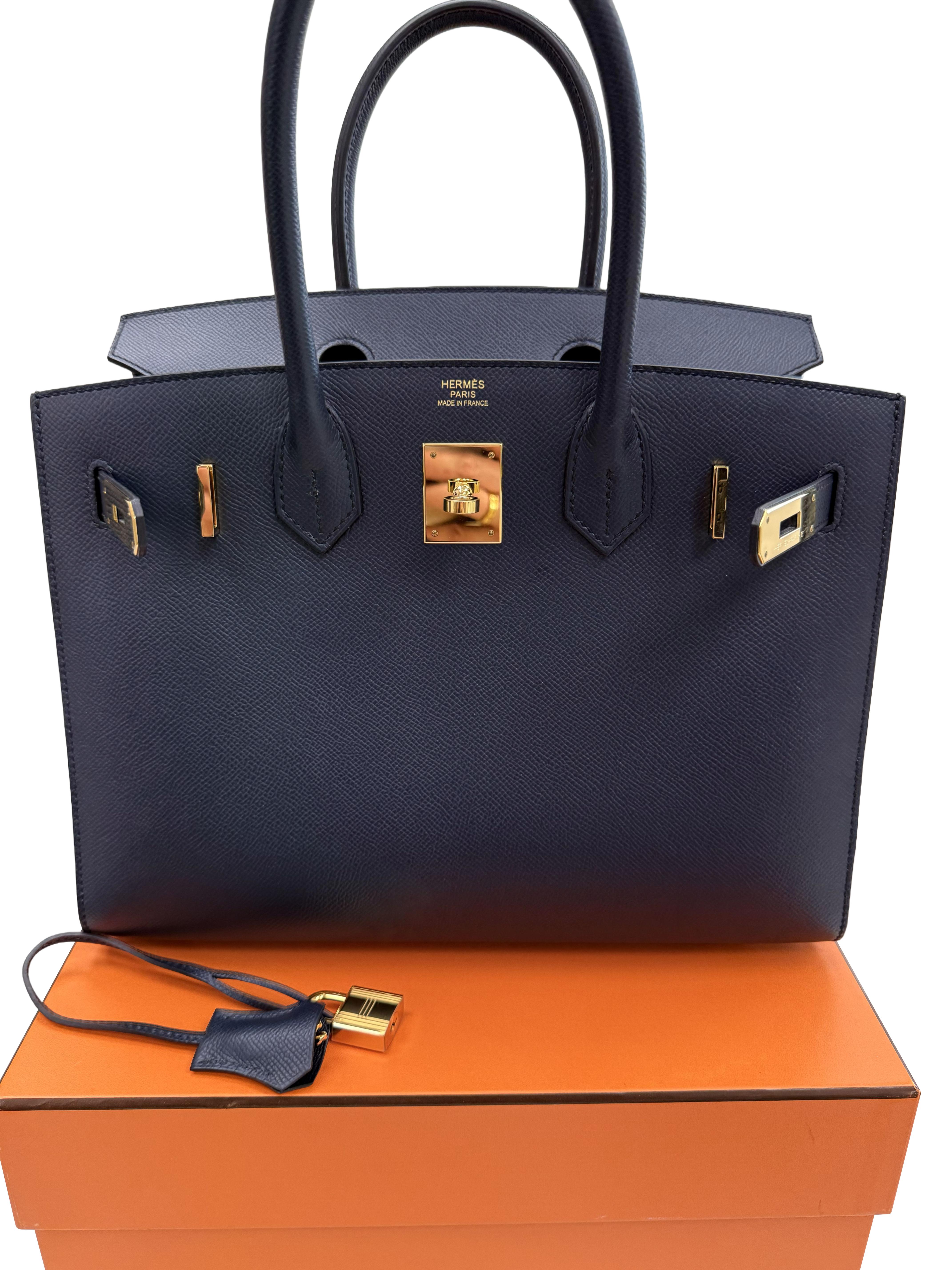 Hermes Birkin Sellier 30 Noir Cuir d'Epsom avec quincaillerie dorée Sac à main en vente 11