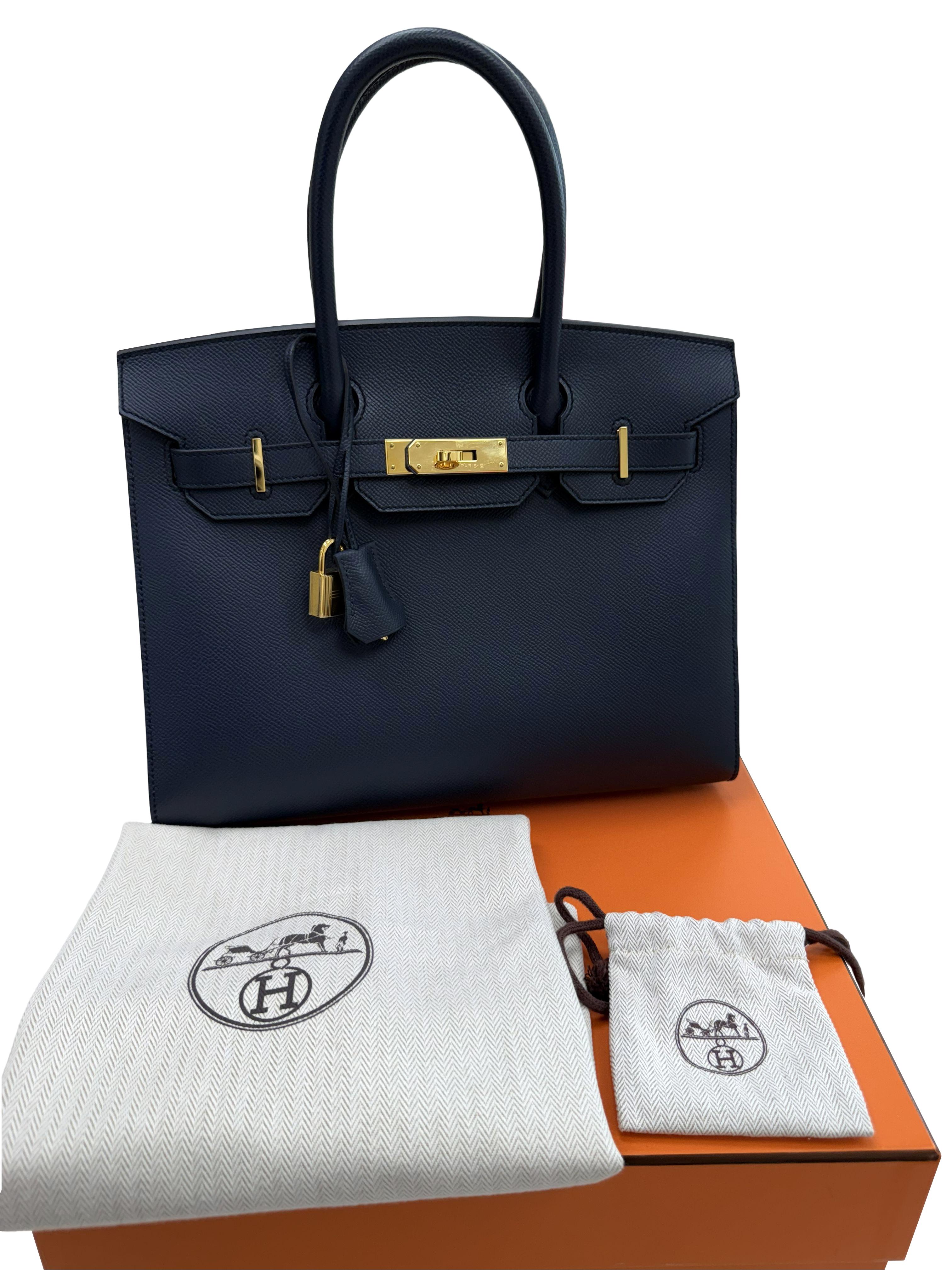 Hermes Birkin Sellier 30 Noir Cuir d'Epsom avec quincaillerie dorée Sac à main Excellent état - En vente à Aventura, FL