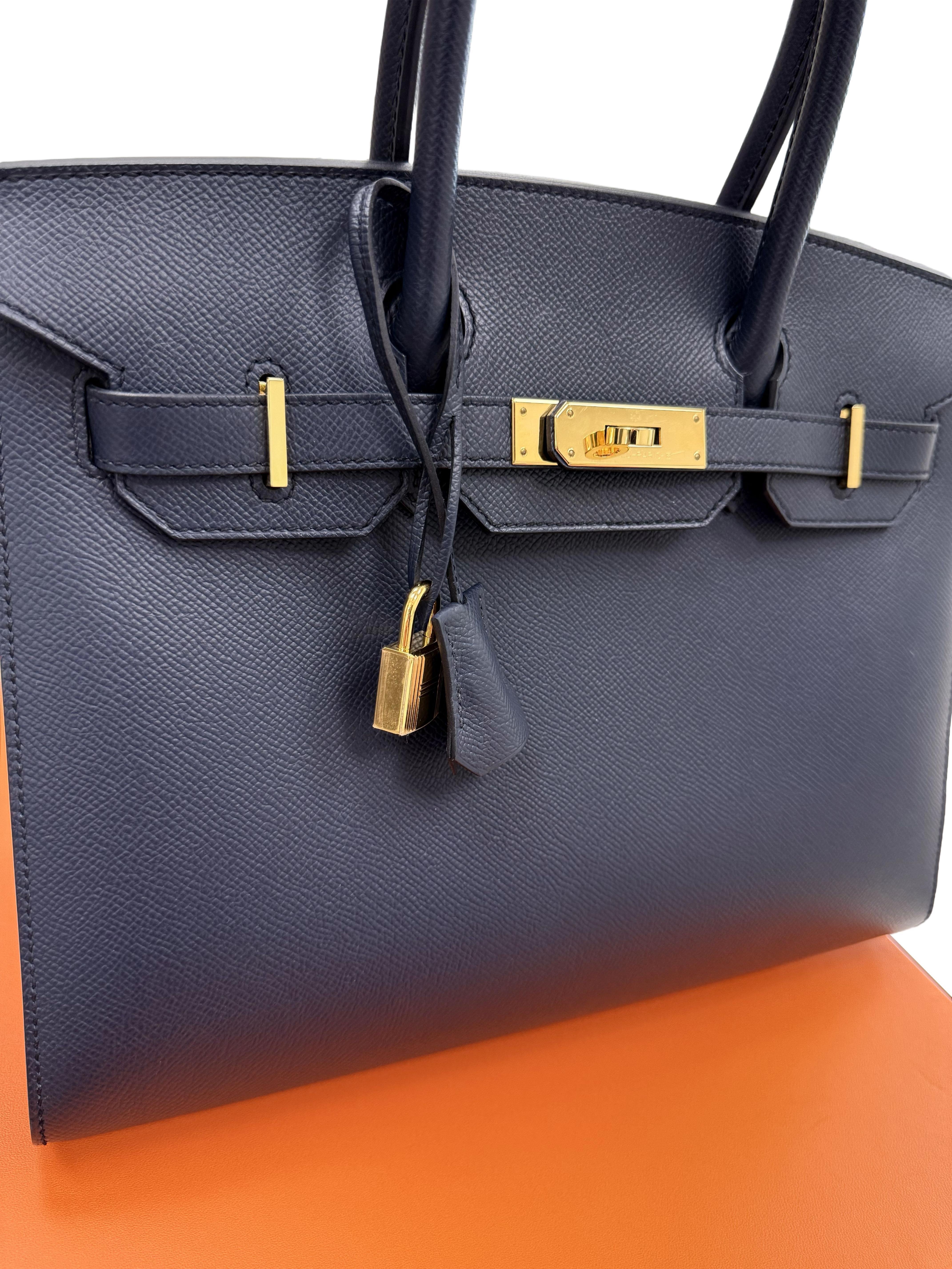 Hermes Birkin Sellier 30 Noir Cuir d'Epsom avec quincaillerie dorée Sac à main en vente 2