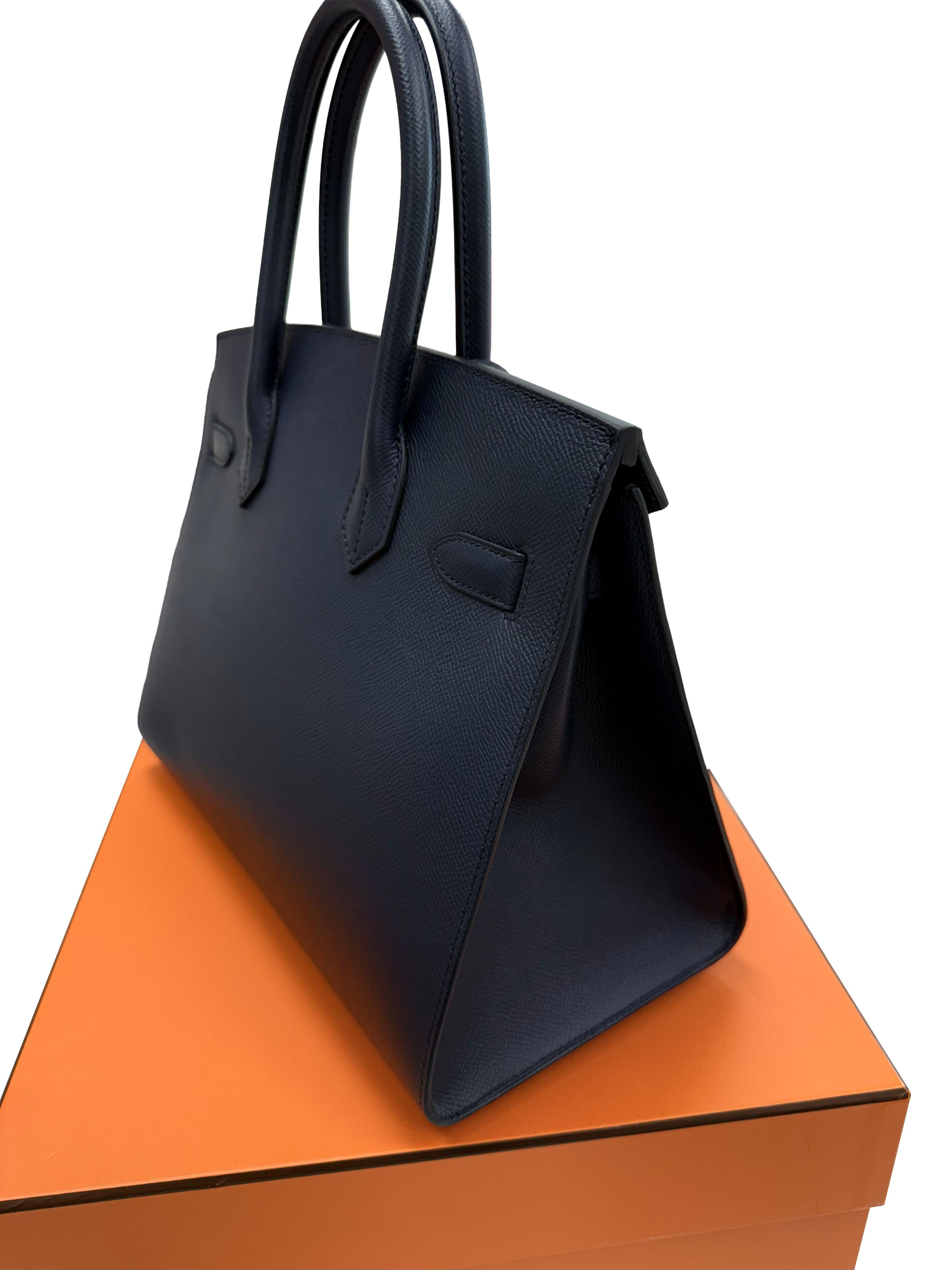 Hermes Birkin Sellier 30 Noir Cuir d'Epsom avec quincaillerie dorée Sac à main en vente 5