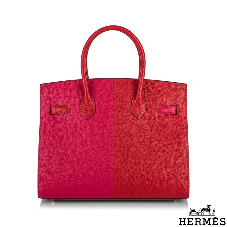 Red Hermès Birkin Sellier 30cm Casaque Veau Epsom Rouge de Coeur/Rose Extreme PHW