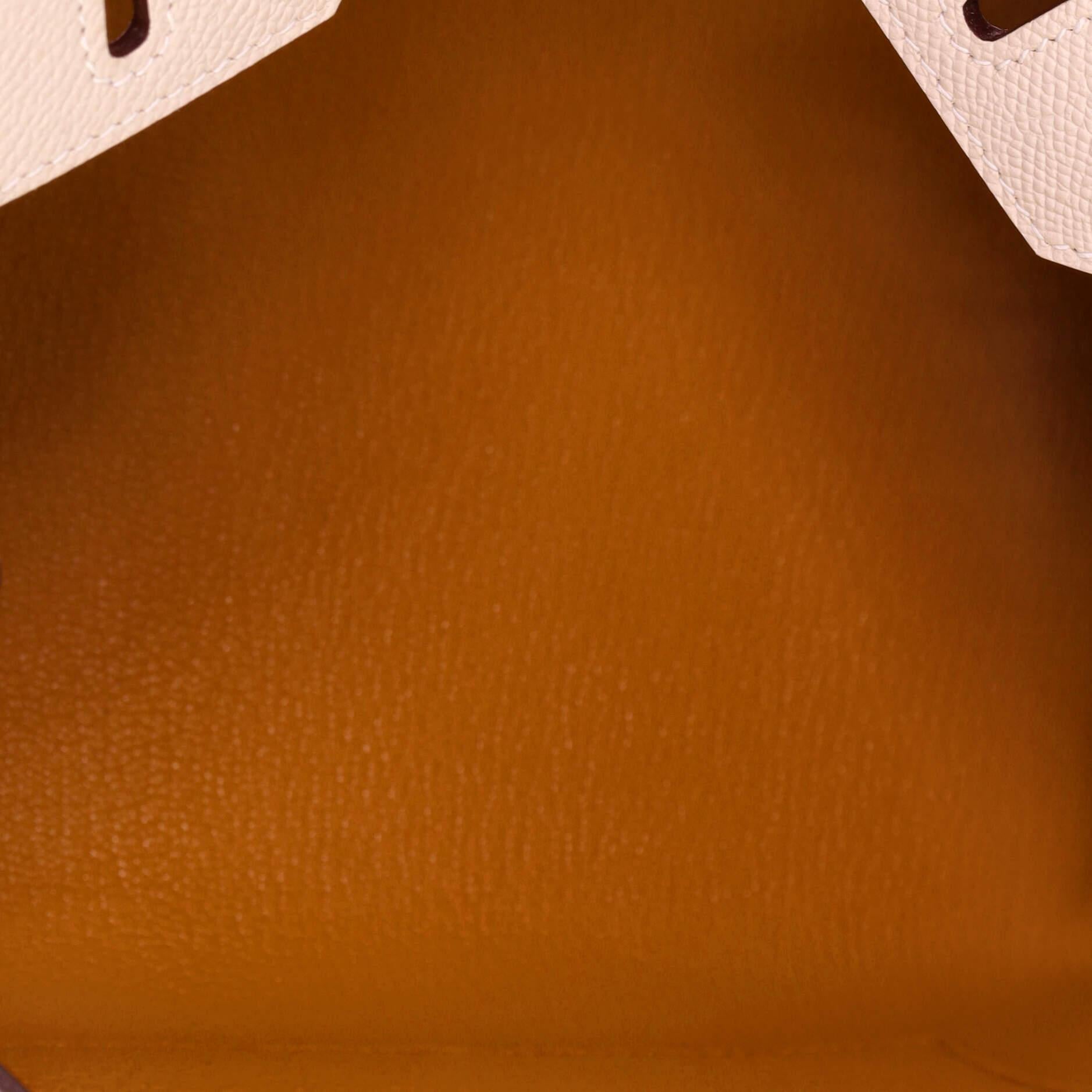White Hermes Birkin Sellier Bag Bicolor Epsom with Brushed Gold Hardware 25