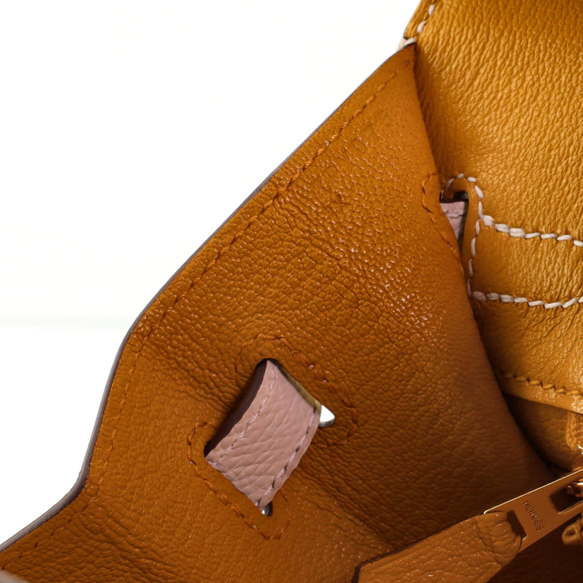 Women's or Men's Hermes Birkin Sellier Bag Bicolor Epsom with Brushed Gold Hardware 25