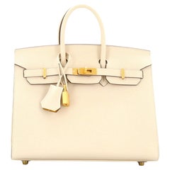 Hermes Birkin Sellier Bag Bicolor Epsom with Brushed Gold Hardware 25