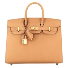 Hermès Birkin Sellier Tasche Biskuit Epsom mit Goldbeschlägen 25