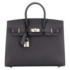 Hermes Birkin Sellier Bag Black Epsom with Palladium Hardware 25