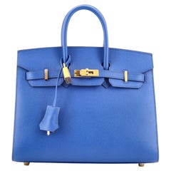 Hermès Birkin Sellier Tasche Bleu France Epsom mit Goldbeschlägen 25