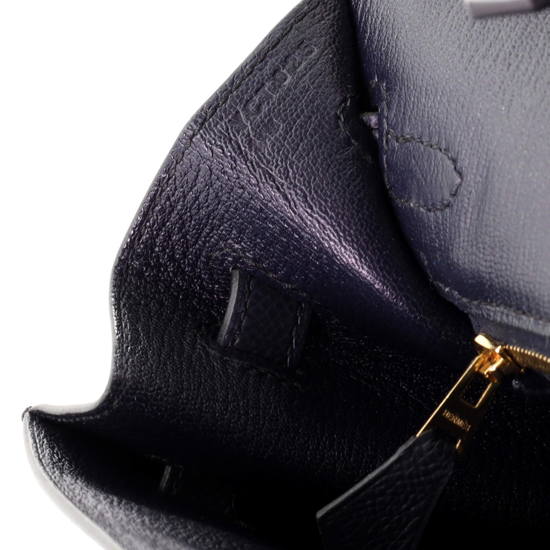 Women's or Men's Hermes Birkin Sellier Bag Bleu Indigo Epsom with Gold Hardware 25 For Sale
