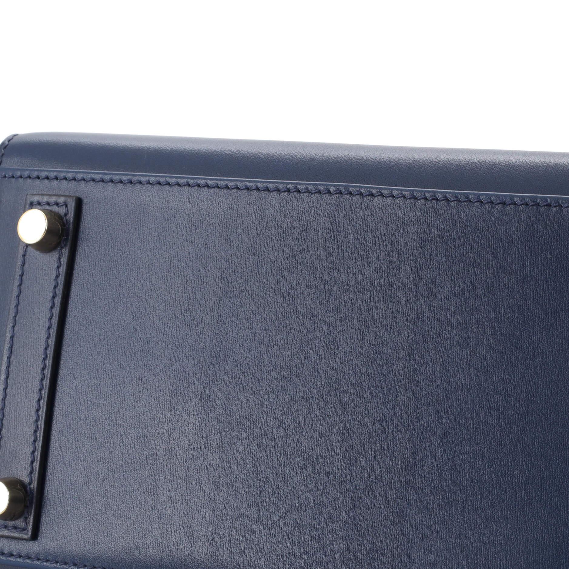 Hermes Birkin Sellier Bag Bleu Saphir Box Calf with Gold Hardware 25 4