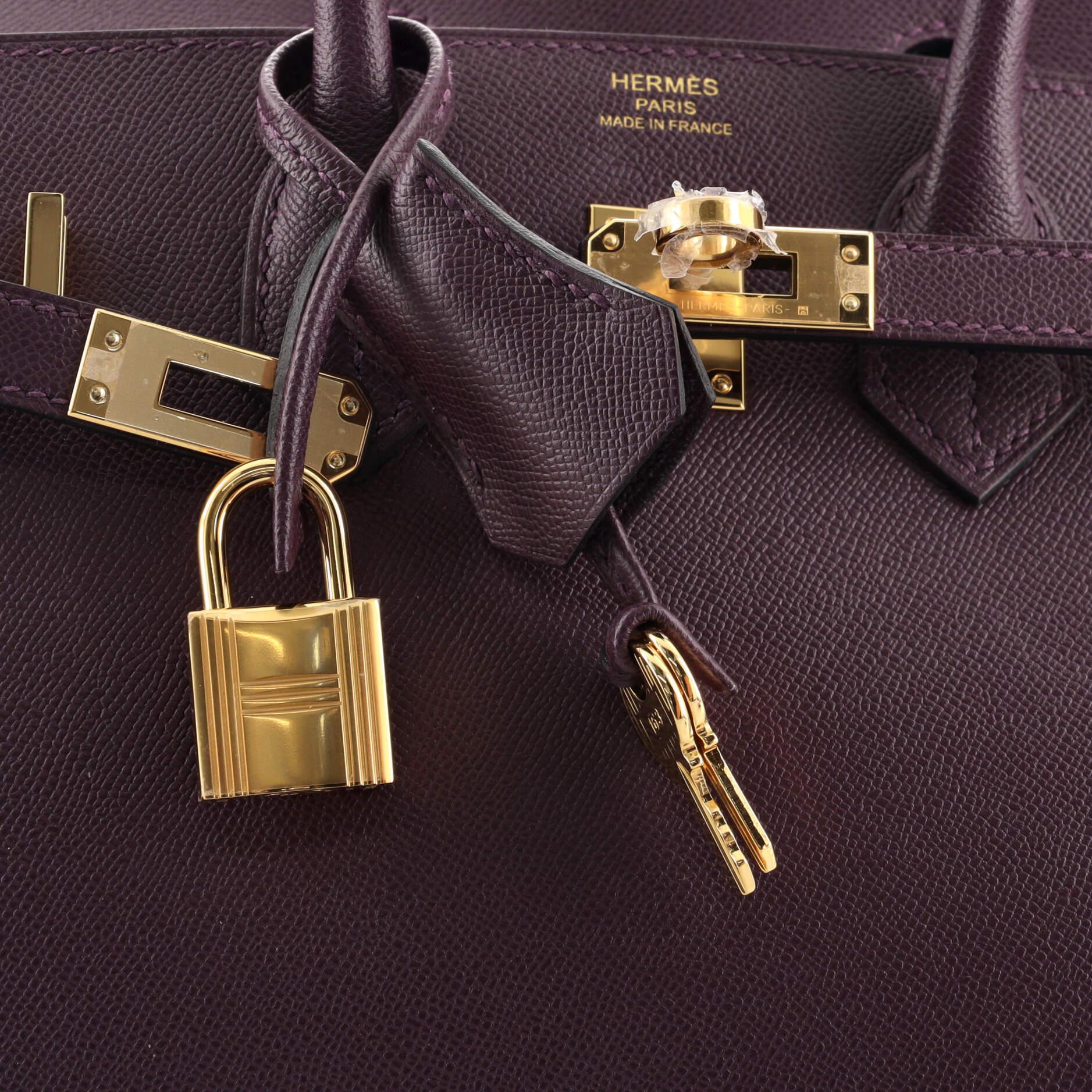 Hermes Birkin Sellier Bag Cassis Madame with Gold Hardware 25 In Good Condition In NY, NY