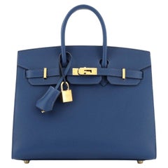 Hermes Birkin Sellier Bag Deep Blue Madame with Gold Hardware 25